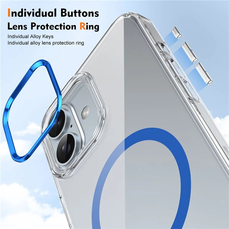For iPhone 16 Plus Magnetic Case Clear Anti-Scratch PC Hard Cover