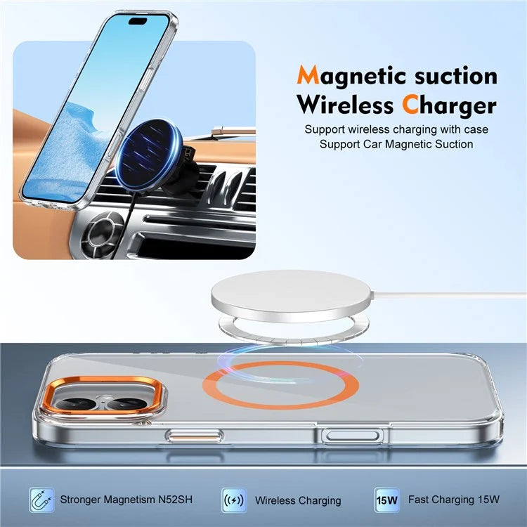 For iPhone 16 Plus Magnetic Case Clear Anti-Scratch PC Hard Cover