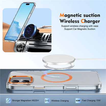 For iPhone 16 Plus Magnetic Case Clear Anti-Scratch PC Hard Cover
