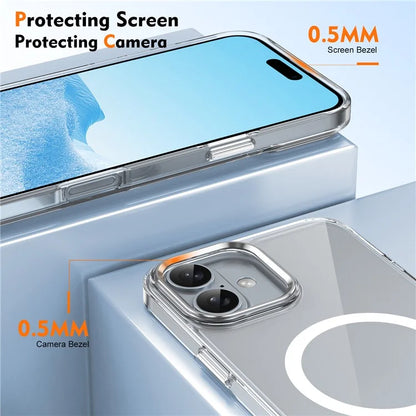 For iPhone 16 Plus Magnetic Case Clear Anti-Scratch PC Hard Cover