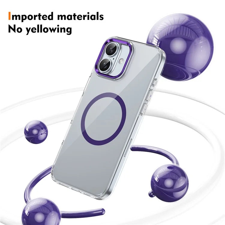 For iPhone 16 Plus Magnetic Case Clear Anti-Scratch PC Hard Cover