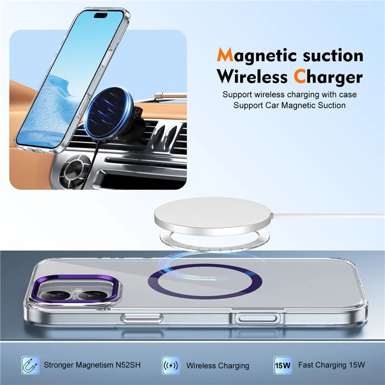 For iPhone 16 Plus Magnetic Case Clear Anti-Scratch PC Hard Cover