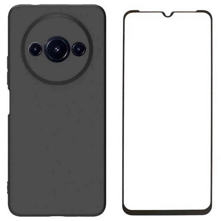WANLONFENG MS Series for Xiaomi Poco C61 4G / Redmi A3 4G TPU Case Matte Surface with Tempered Glass Film