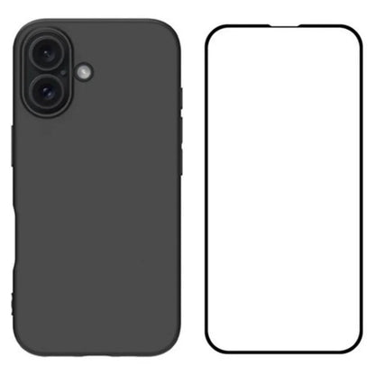 WANLONFENG MS Series for iPhone 16 Plus TPU Case Matte Cover with Screen Film (Big Lens Hole)