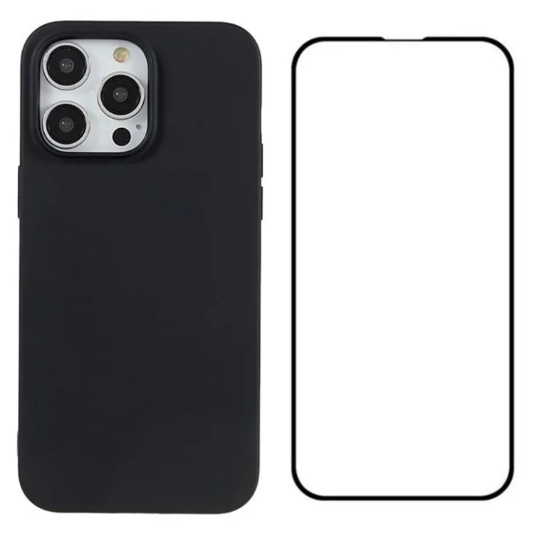 WANLONFENG MS Series for iPhone 15 Pro Max TPU Case with Screen Film 2-in-1 (Big Lens Hole)