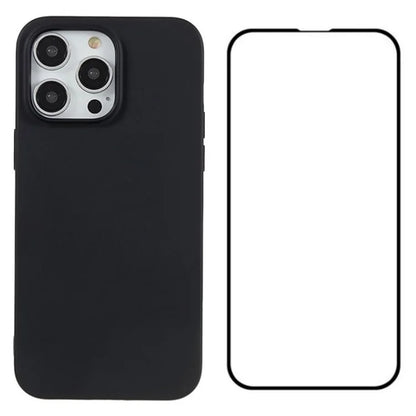 WANLONFENG MS Series for iPhone 15 Pro Max TPU Case with Screen Film 2-in-1 (Big Lens Hole)