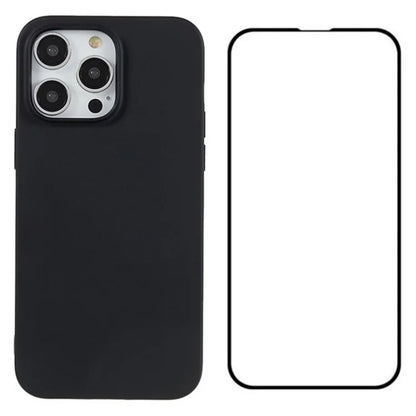 WANLONFENG MS Series for iPhone 15 Pro TPU Case with Tempered Glass Screen Film (Big Lens Hole)
