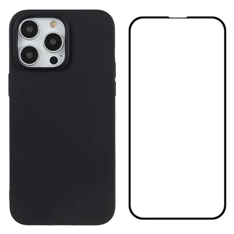 WANLONFENG MS Series for iPhone 14 Pro Case Soft TPU Phone Cover with Screen Film (Big Lens Hole)