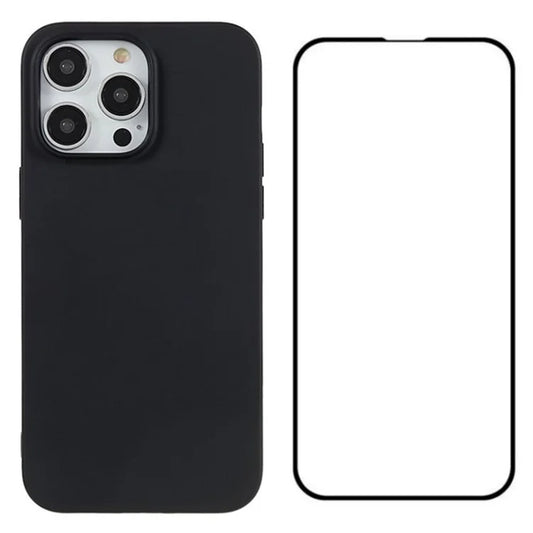 WANLONFENG MS Series for iPhone 14 Pro Case Soft TPU Phone Cover with Screen Film (Big Lens Hole)