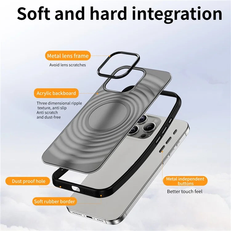 For iPhone 15 Pro Max Case 3D Ripple Texture Shockproof Acrylic+TPU Phone Cover