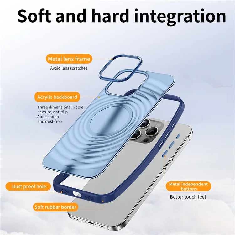 For iPhone 15 Pro Max Case 3D Ripple Texture Shockproof Acrylic+TPU Phone Cover