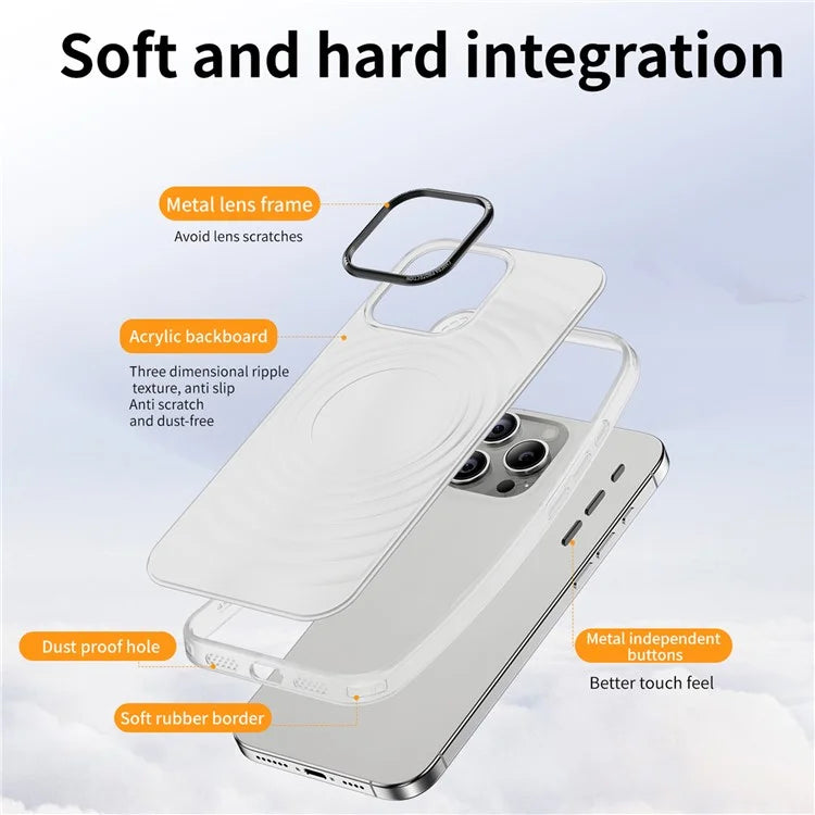 For iPhone 15 Pro Max Case 3D Ripple Texture Shockproof Acrylic+TPU Phone Cover