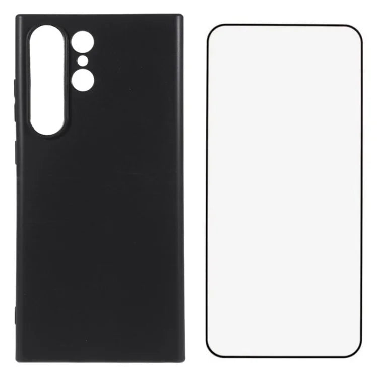 WANLONFENG MS Series for Samsung Galaxy S23 Ultra TPU Case Matte Phone Cover with Tempered Glass Screen Film