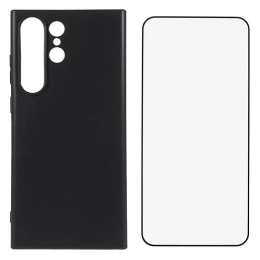WANLONFENG MS Series for Samsung Galaxy S23 Ultra TPU Case Matte Phone Cover with Tempered Glass Screen Film