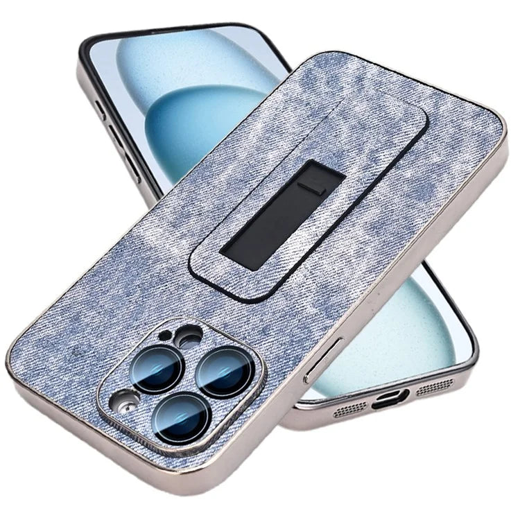 For iPhone 13 Pro Max Case Push-Pull Kickstand PU Leather Phone Back Cover Camera Protection