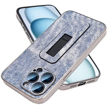 For iPhone 13 Pro Max Case Push-Pull Kickstand PU Leather Phone Back Cover Camera Protection