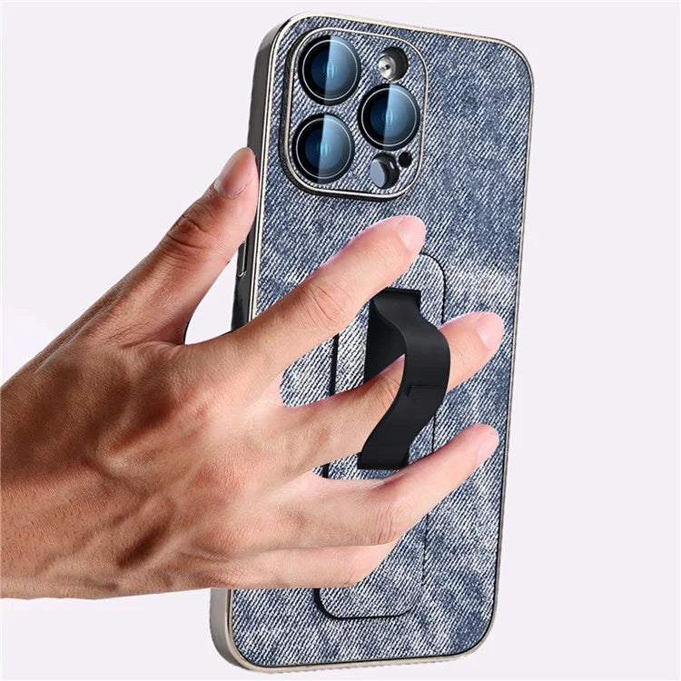 For iPhone 13 Pro Max Case Push-Pull Kickstand PU Leather Phone Back Cover Camera Protection
