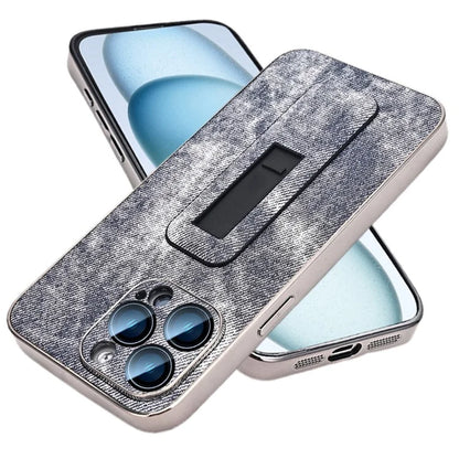 For iPhone 13 Pro Max Case Push-Pull Kickstand PU Leather Phone Back Cover Camera Protection