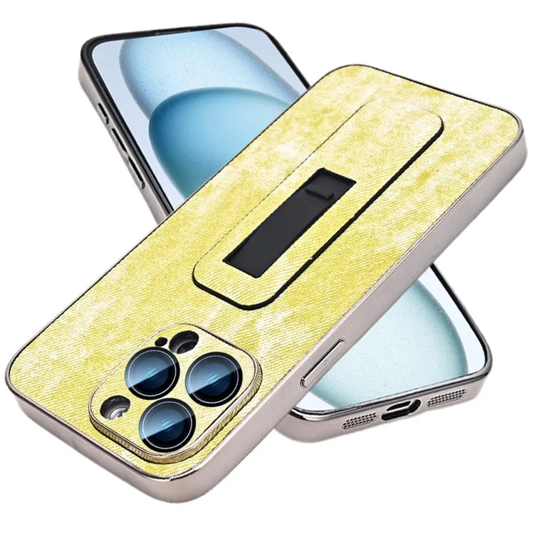 For iPhone 13 Pro Max Case Push-Pull Kickstand PU Leather Phone Back Cover Camera Protection