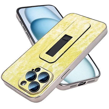 For iPhone 13 Pro Max Case Push-Pull Kickstand PU Leather Phone Back Cover Camera Protection