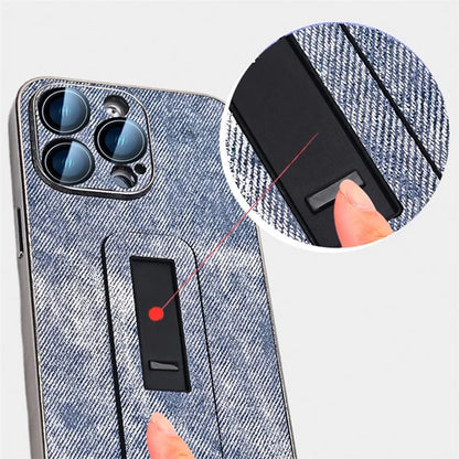 For iPhone 13 Pro Max Case Push-Pull Kickstand PU Leather Phone Back Cover Camera Protection