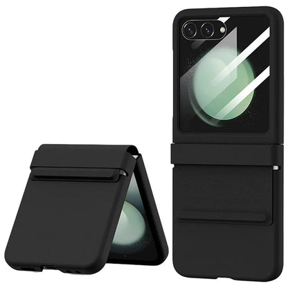 For Samsung Galaxy Z Flip6 5G / Z Flip5 5G Case Anti-Scratch Leather+PC Phone Cover with Rear Screen Film