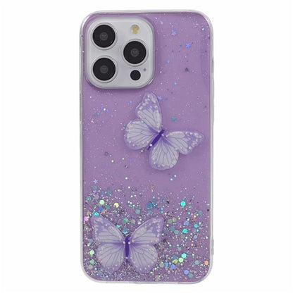 WANLONFENG AW Series for iPhone 16 Pro Max Case with Screen Film TPU Phone Cover 3D Butterfly Epoxy