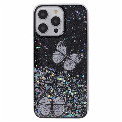 WANLONFENG AW Series for iPhone 16 Pro Max Case with Screen Film TPU Phone Cover 3D Butterfly Epoxy