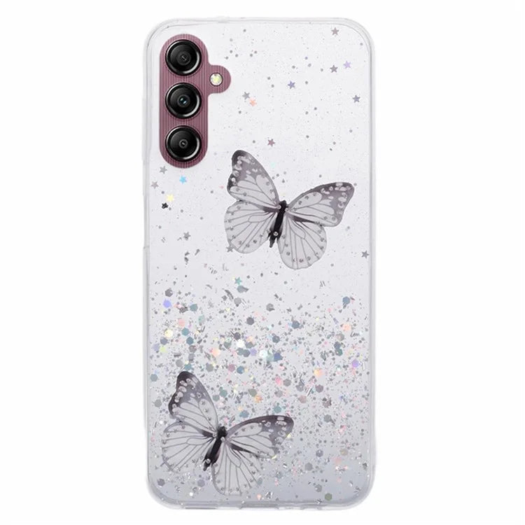 WANLONFENG AW Series for Samsung Galaxy A24 4G (162.1 X 77.6 X 8.3mm) Case TPU Phone Cover with Butterfly Decor HD Film