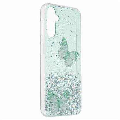 WANLONFENG AW Series for Samsung Galaxy A14 4G / 5G Case TPU Shiny Butterfly Phone Cover with HD Film