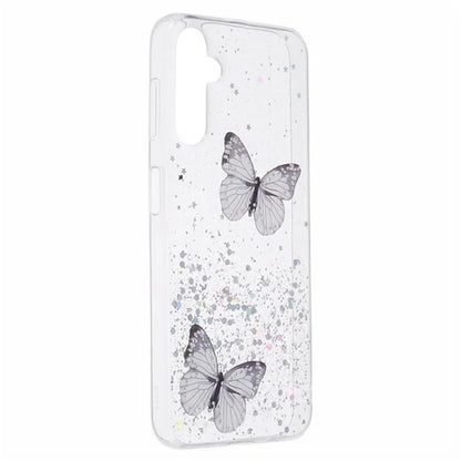 WANLONFENG AW Series for Samsung Galaxy A54 5G Case Glitter 3D Butterfly TPU Phone Cover with HD Film 2-in-1