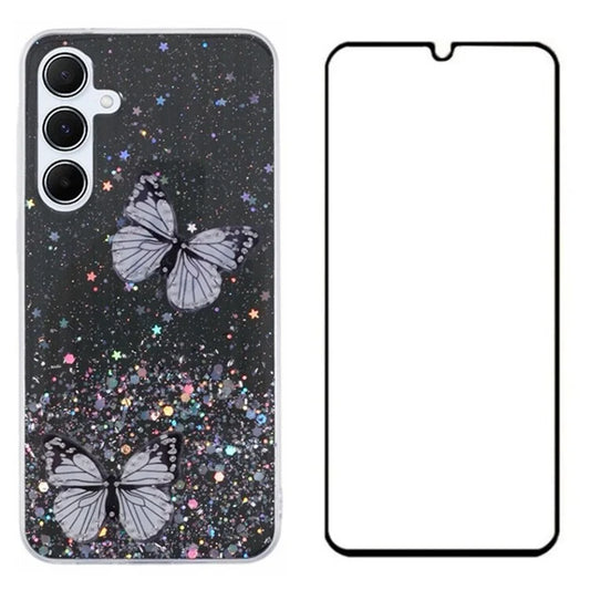 WANLONFENG AW Series for Samsung Galaxy A05s 4G TPU Case Epoxy 3D Butterfly Phone Cover with Screen Protector