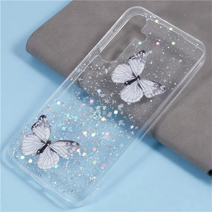 WANLONFENG AW Series for Samsung Galaxy A05s 4G TPU Case Epoxy 3D Butterfly Phone Cover with Screen Protector