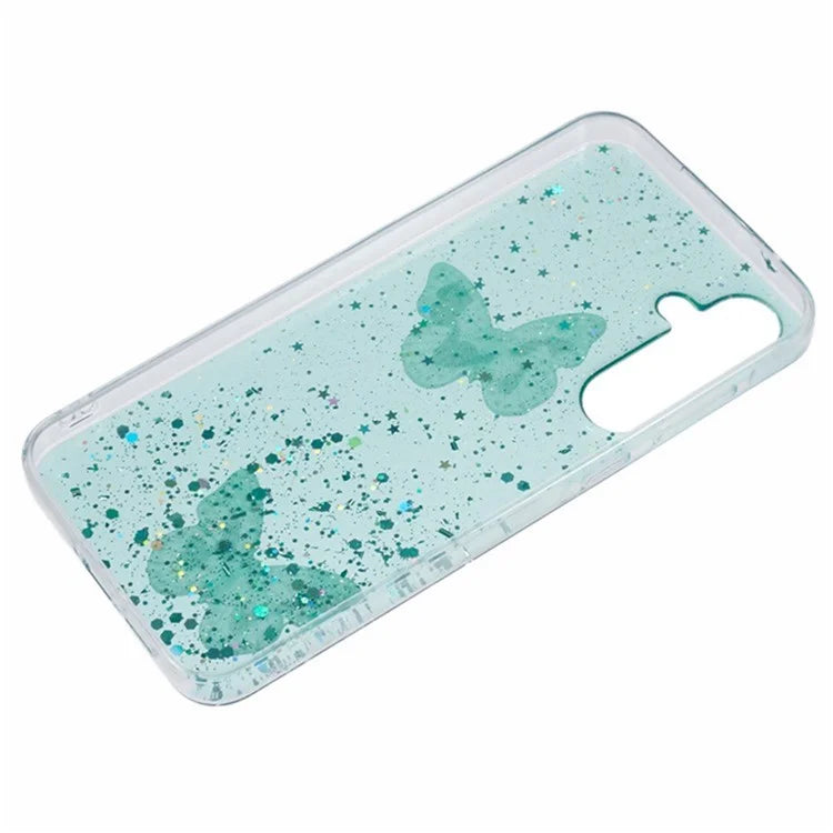 WANLONFENG AW Series for Samsung Galaxy A05s 4G TPU Case Epoxy 3D Butterfly Phone Cover with Screen Protector