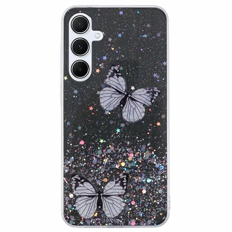 WANLONFENG AW Series for Samsung Galaxy A25 5G (Global) (161.0 X 76.5 X 8.3mm) Case Butterfly TPU Phone Cover with Screen Film