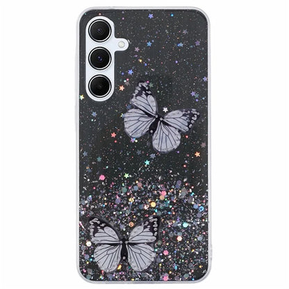 WANLONFENG AW Series for Samsung Galaxy A25 5G (Global) (161.0 X 76.5 X 8.3mm) Case Butterfly TPU Phone Cover with Screen Film