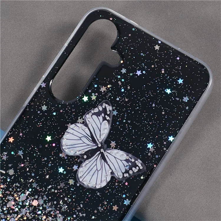 WANLONFENG AW Series for Samsung Galaxy A25 5G (Global) (161.0 X 76.5 X 8.3mm) Case Butterfly TPU Phone Cover with Screen Film