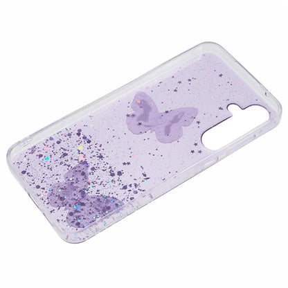 WANLONFENG AW Series for Samsung Galaxy A25 5G (Global) (161.0 X 76.5 X 8.3mm) Case Butterfly TPU Phone Cover with Screen Film