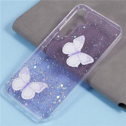 WANLONFENG AW Series for Samsung Galaxy A25 5G (Global) (161.0 X 76.5 X 8.3mm) Case Butterfly TPU Phone Cover with Screen Film