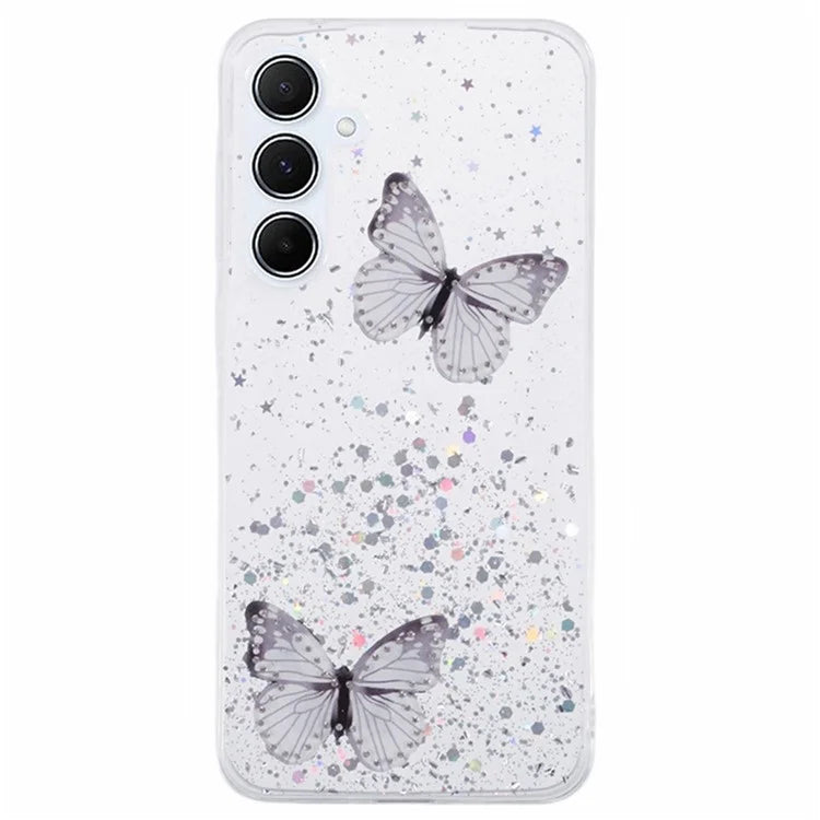WANLONFENG AW Series for Samsung Galaxy A25 5G (Global) (161.0 X 76.5 X 8.3mm) Case Butterfly TPU Phone Cover with Screen Film