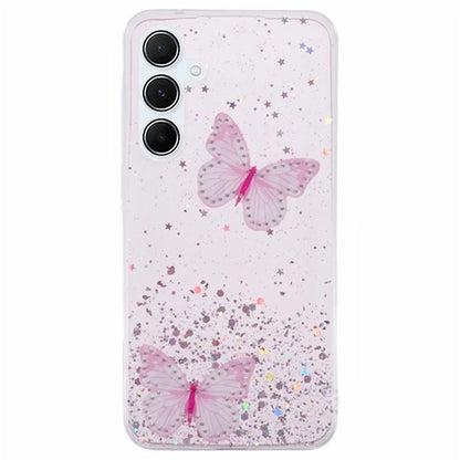 WANLONFENG AW Series for Samsung Galaxy A25 5G (Global) (161.0 X 76.5 X 8.3mm) Case Butterfly TPU Phone Cover with Screen Film