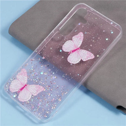 WANLONFENG AW Series for Samsung Galaxy A25 5G (Global) (161.0 X 76.5 X 8.3mm) Case Butterfly TPU Phone Cover with Screen Film