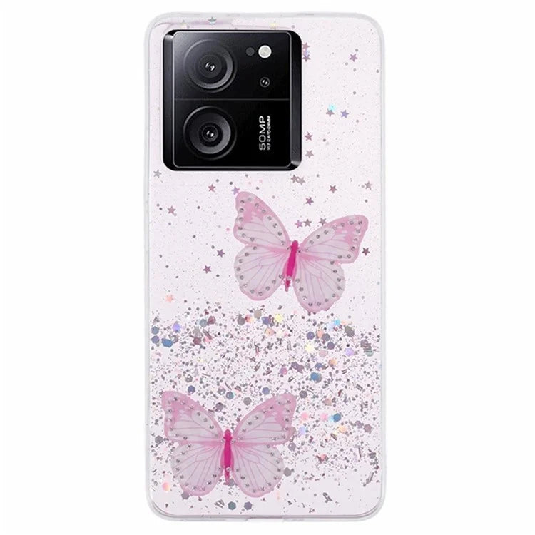 WANLONFENG AW Series for Xiaomi 13T / 13T Pro / Redmi K60 Ultra Case with Screen Film TPU Phone Cover 3D Butterfly