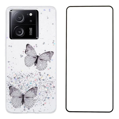 WANLONFENG AW Series for Xiaomi 13T / 13T Pro / Redmi K60 Ultra Case with Screen Film TPU Phone Cover 3D Butterfly