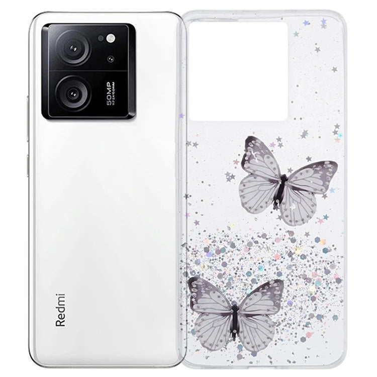 WANLONFENG AW Series for Xiaomi 13T / 13T Pro / Redmi K60 Ultra Case with Screen Film TPU Phone Cover 3D Butterfly