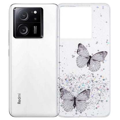 WANLONFENG AW Series for Xiaomi 13T / 13T Pro / Redmi K60 Ultra Case with Screen Film TPU Phone Cover 3D Butterfly