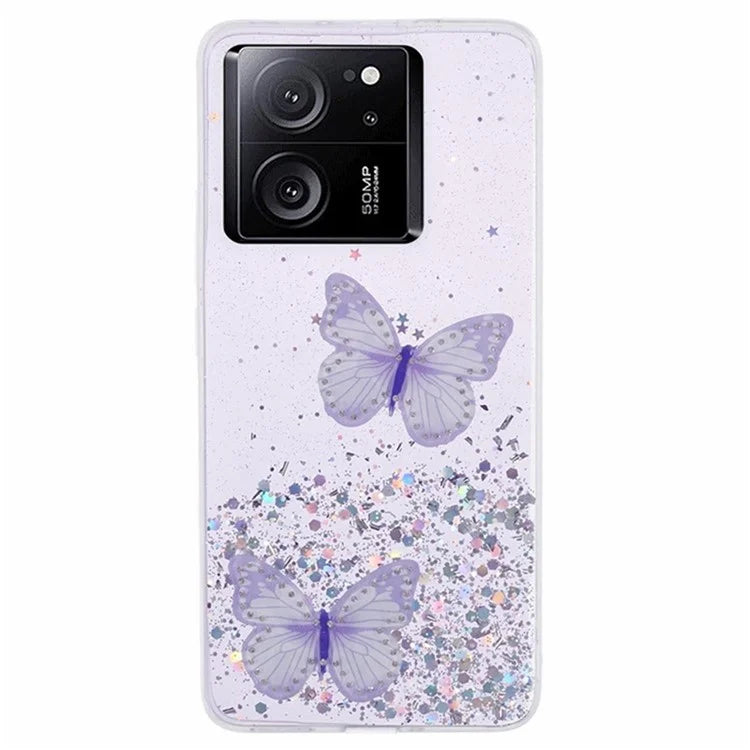 WANLONFENG AW Series for Xiaomi 13T / 13T Pro / Redmi K60 Ultra Case with Screen Film TPU Phone Cover 3D Butterfly