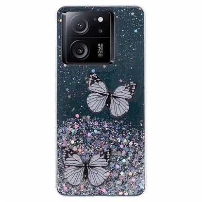 WANLONFENG AW Series for Xiaomi 13T / 13T Pro / Redmi K60 Ultra Case with Screen Film TPU Phone Cover 3D Butterfly