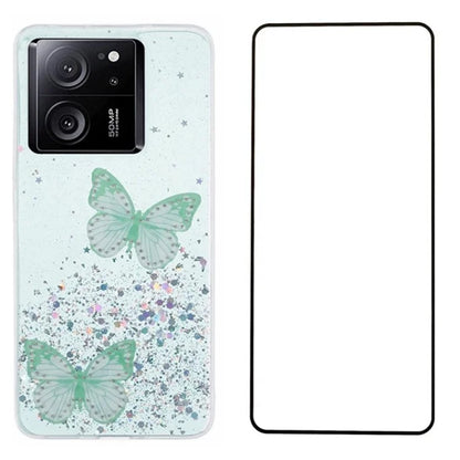 WANLONFENG AW Series for Xiaomi 13T / 13T Pro / Redmi K60 Ultra Case with Screen Film TPU Phone Cover 3D Butterfly