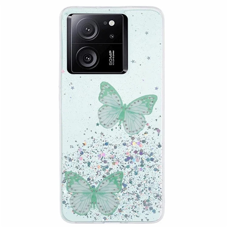 WANLONFENG AW Series for Xiaomi 13T / 13T Pro / Redmi K60 Ultra Case with Screen Film TPU Phone Cover 3D Butterfly